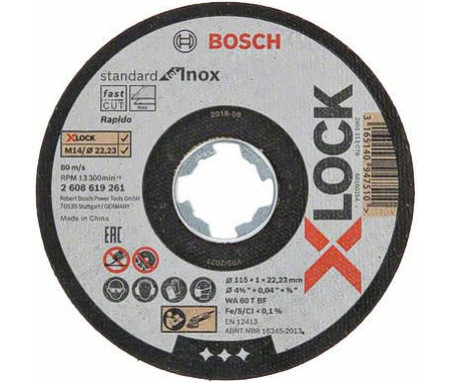 mole da taglio bosch xlock x acciaio inox mm.115x1 standard 2608619261